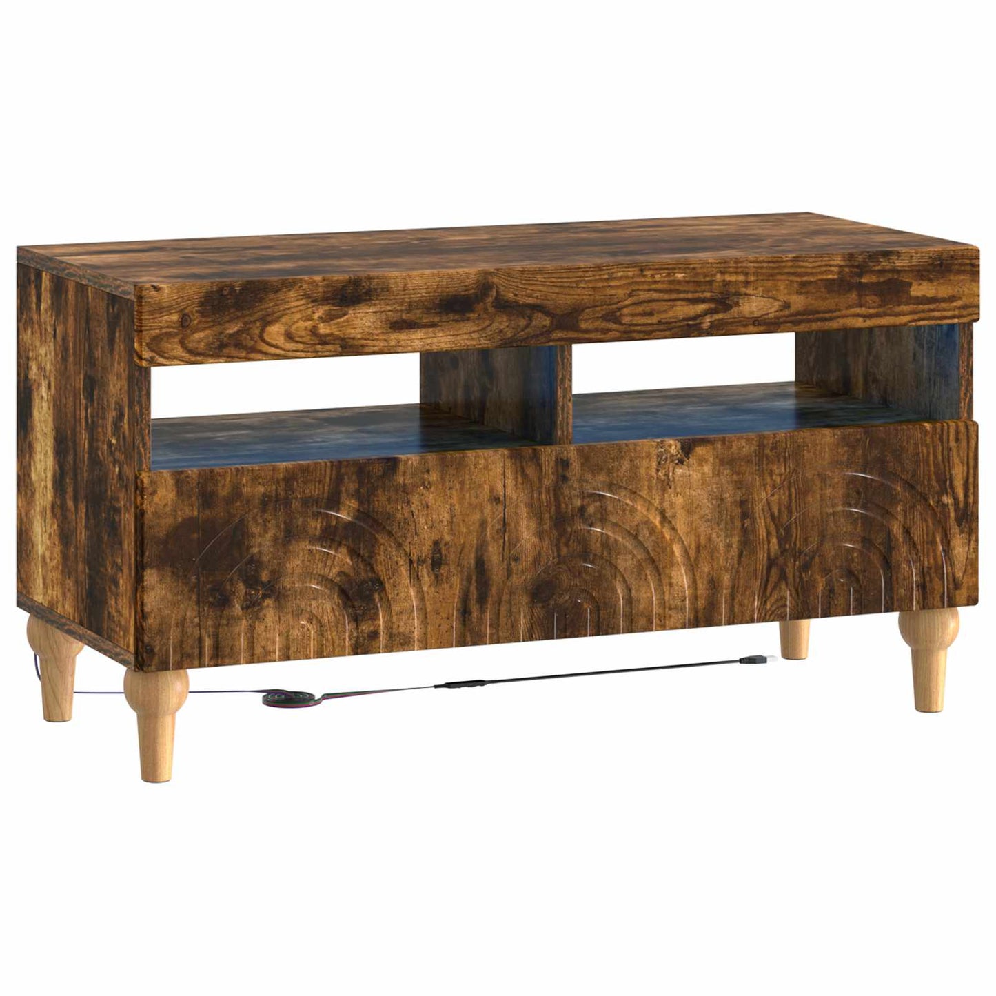 LED tv-meubel Gerookt eiken Bewerkt hout