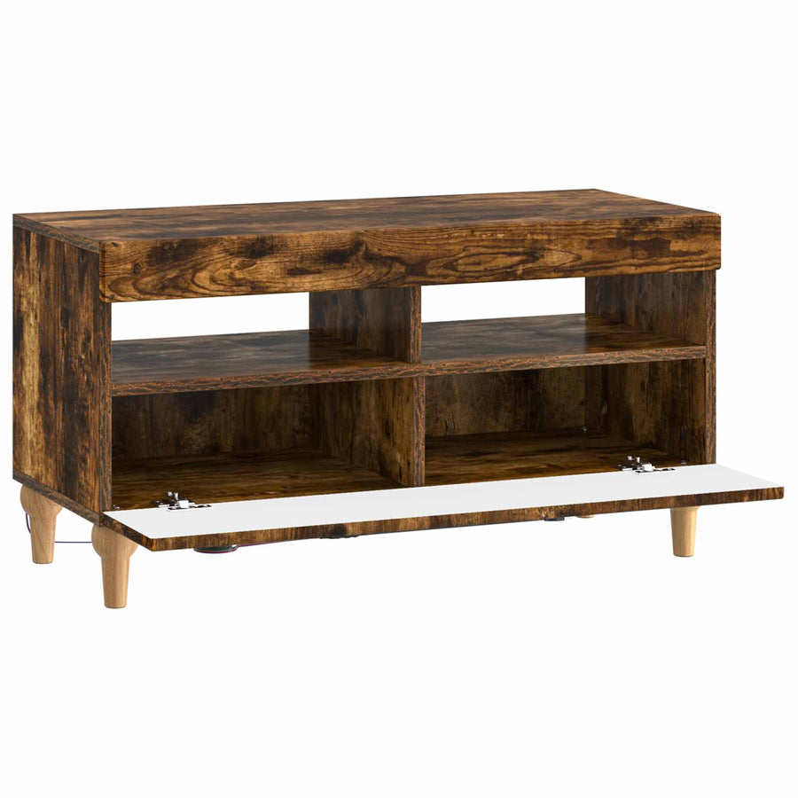 LED tv-meubel Gerookt eiken Bewerkt hout