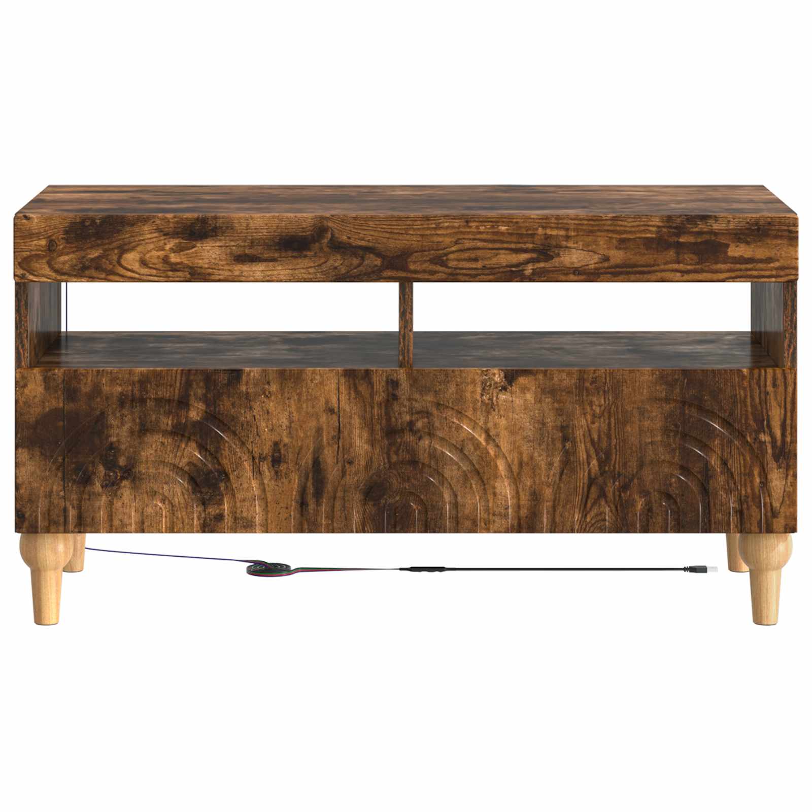 LED tv-meubel Gerookt eiken Bewerkt hout