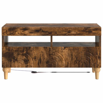 LED tv-meubel Gerookt eiken Bewerkt hout