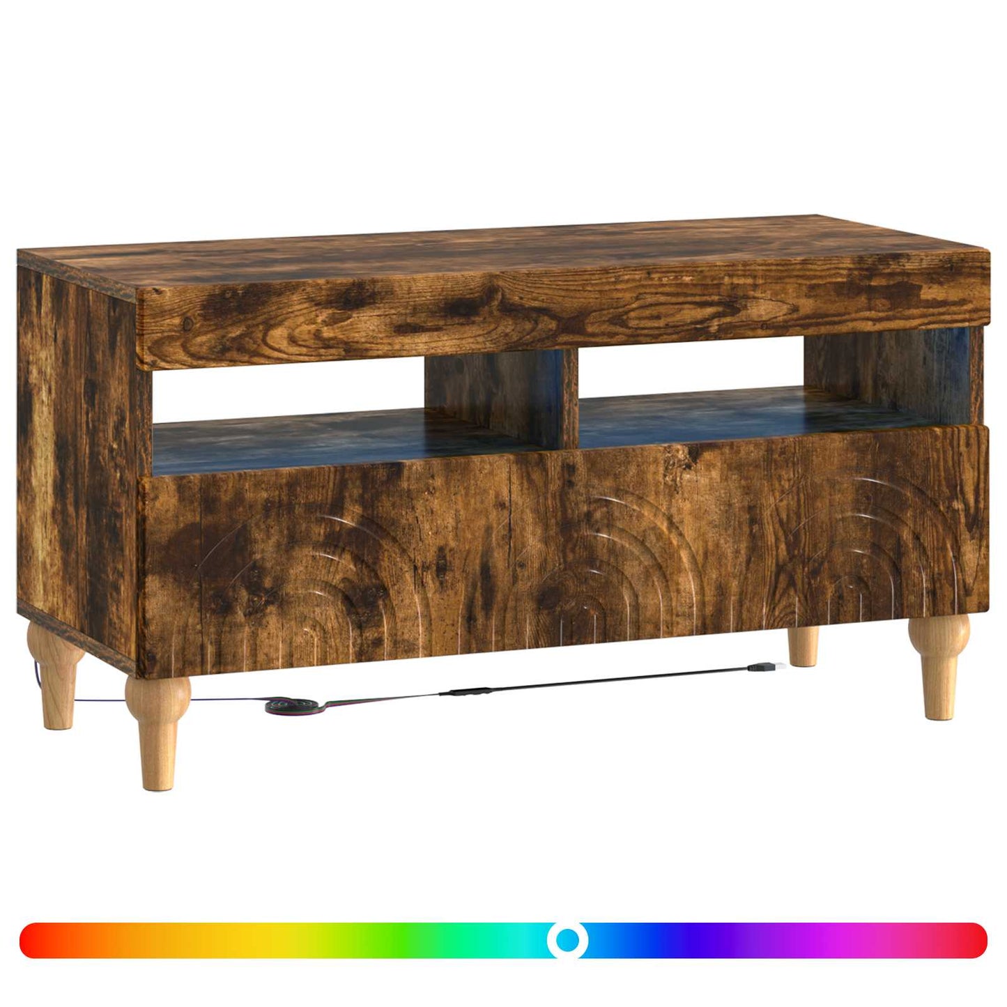 LED tv-meubel Gerookt eiken Bewerkt hout