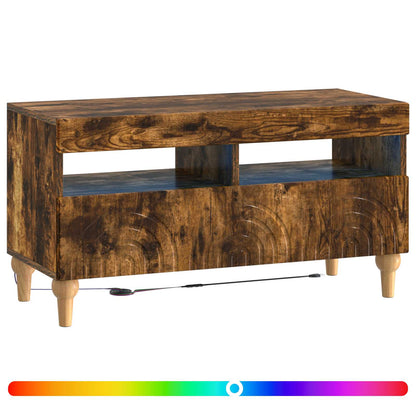 LED tv-meubel Gerookt eiken Bewerkt hout