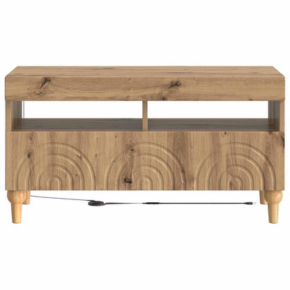 LED tv-meubel Artisanaal eiken Bewerkt hout