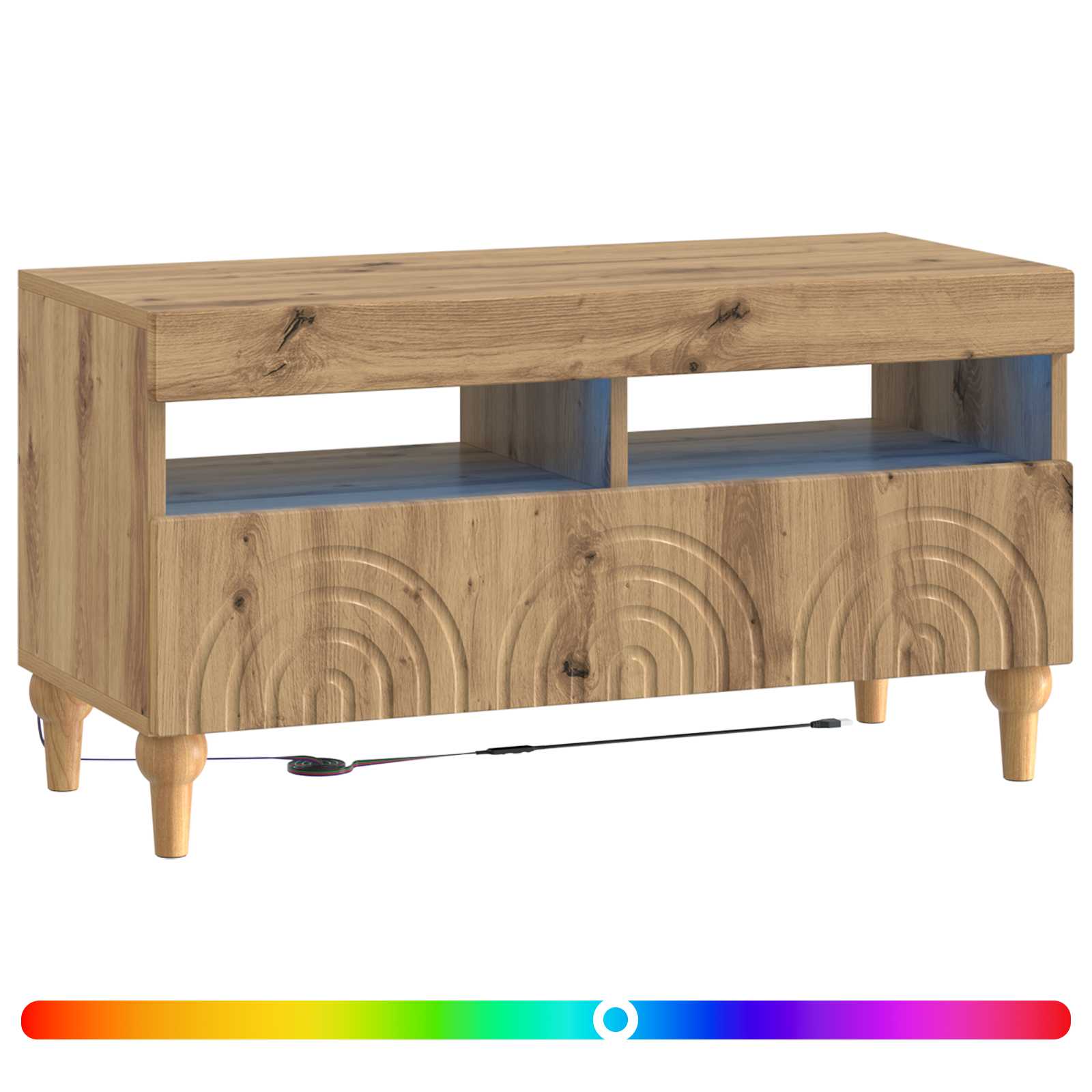 LED tv-meubel Artisanaal eiken Bewerkt hout