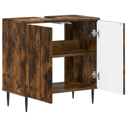 Badkamer wastafelkast ZWOLLE Gerookt eiken 59,5 x 31,5 x 59 cm