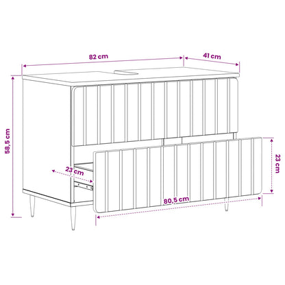 Badkamer wastafelkast ZWOLLE Wit 82 x 41 x 58,5 cm Bewerkt hout