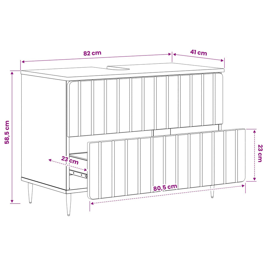 Badkamer wastafelkast ZWOLLE Betongrijs 82 x 41 x 58,5 cm