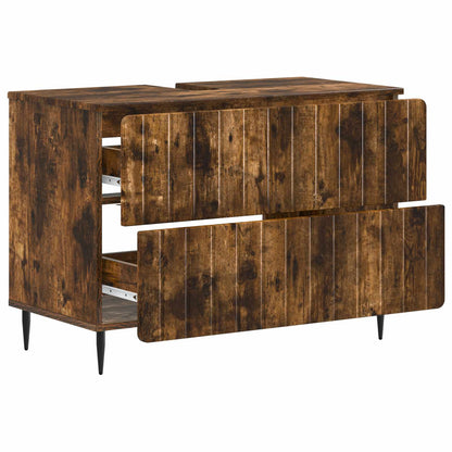 Badkamer wastafelkast ZWOLLE Gerookt eiken 82 x 41 x 58,5 cm