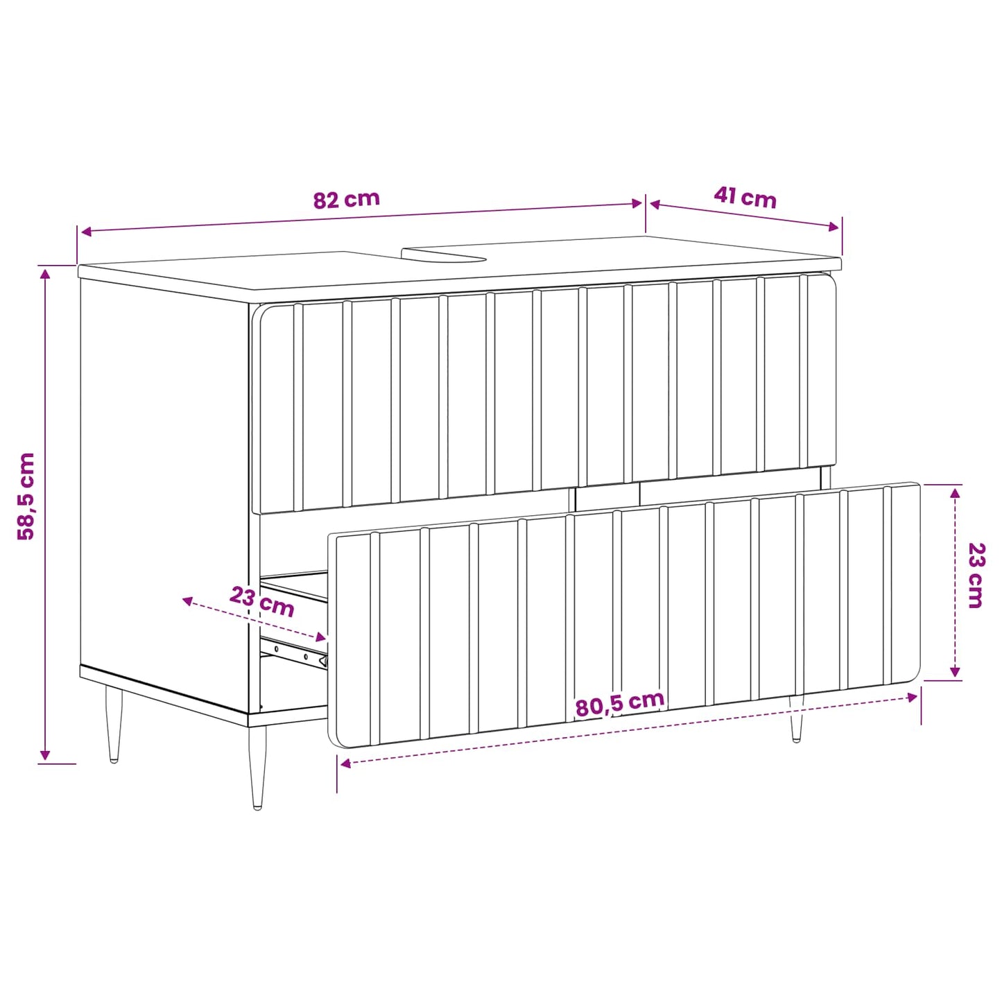 Badkamer wastafelkast ZWOLLE Oud hout 82 x 41 x 58,5 cm