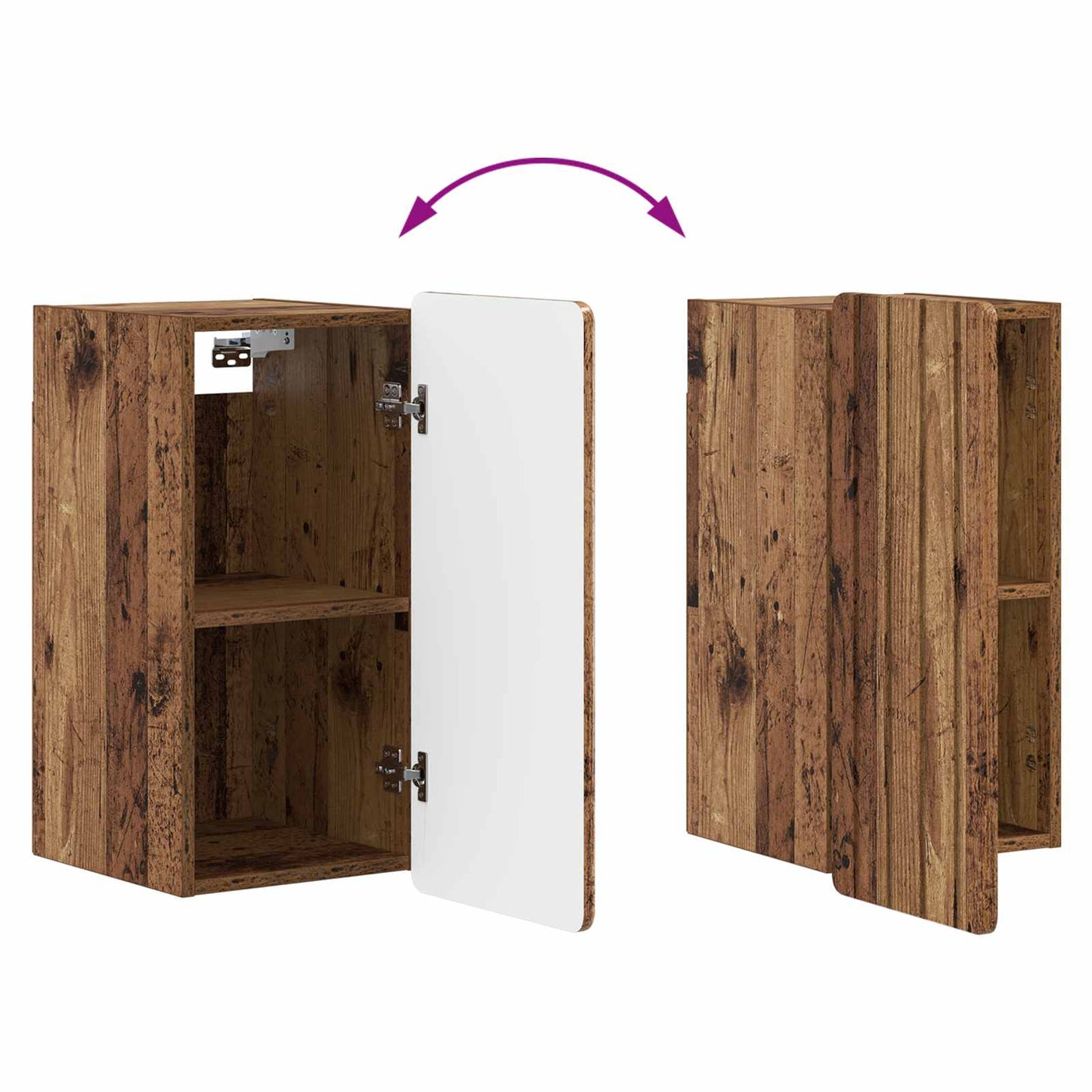 Badkamer wandkast ZWOLLE Oud hout 30 x 31 x 63 cm Bewerkt hout