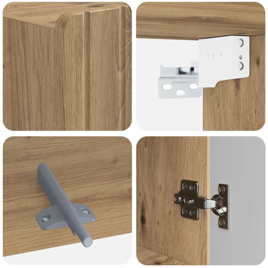 Badkamer wandkast ZWOLLE Artisanaal eiken 30 x 31 x 63 cm