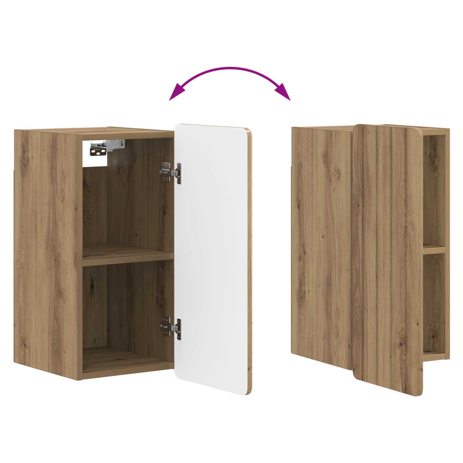 Badkamer wandkast ZWOLLE Artisanaal eiken 30 x 31 x 63 cm