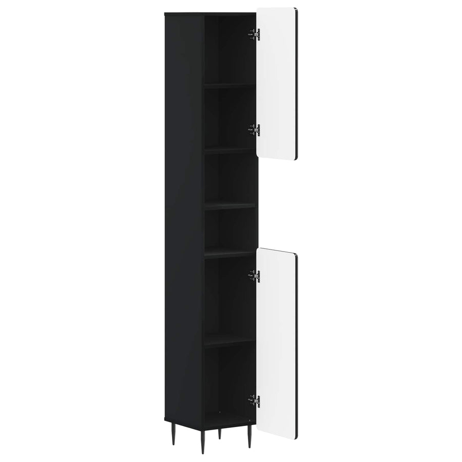 Badkamerkast met Open Plank ZWOLLE Zwart 30 x 31 x 189,5 cm