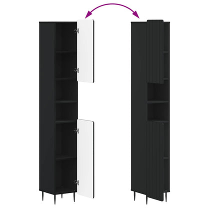 Badkamerkast met Open Plank ZWOLLE Zwart 30 x 31 x 189,5 cm