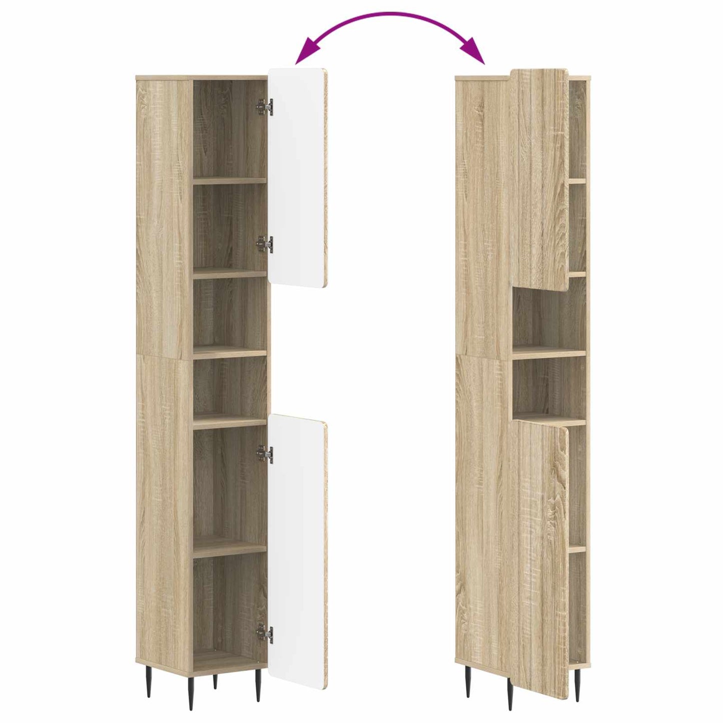 Badkamerkast met Open Plank ZWOLLE Sonoma Eiken