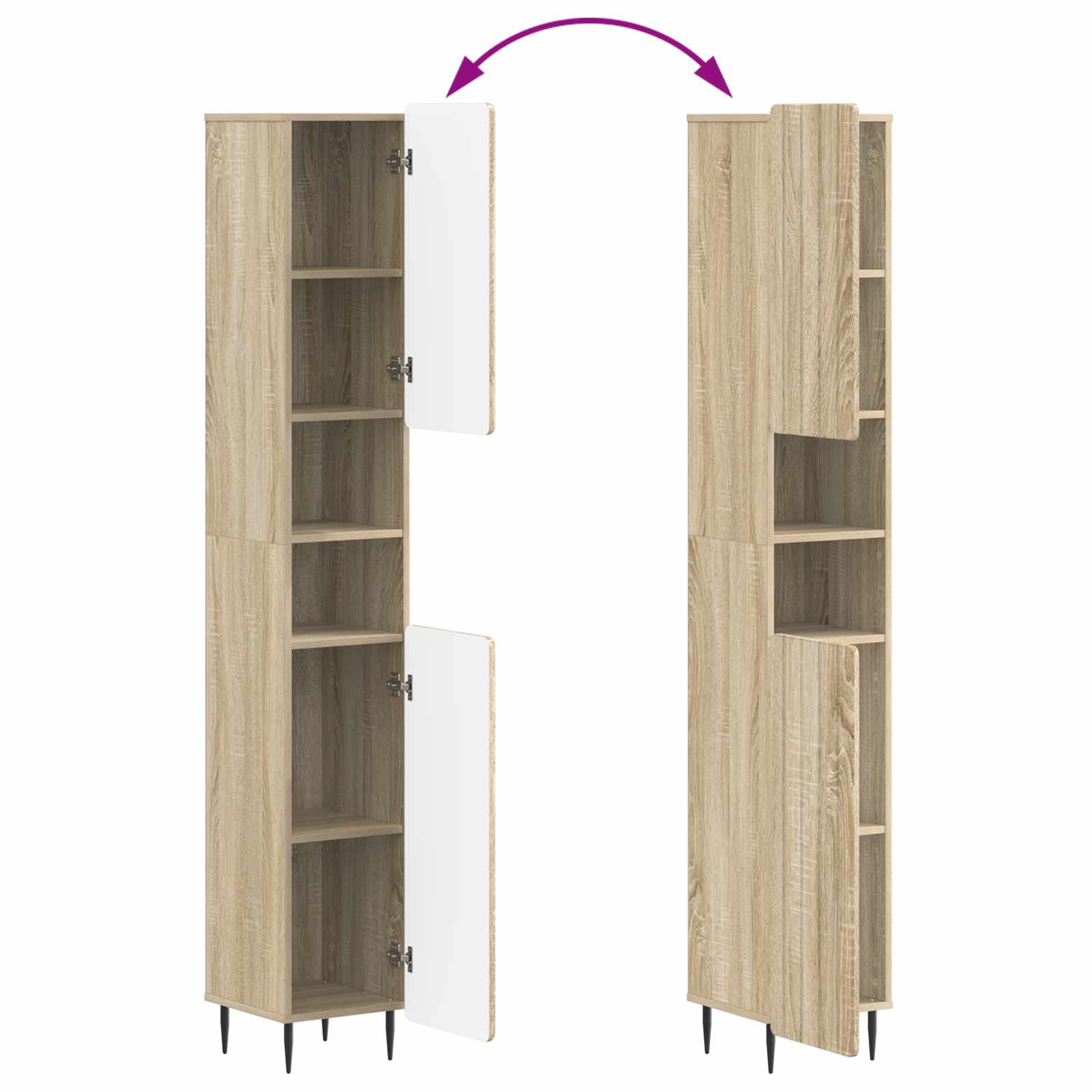 Badkamerkast met Open Plank ZWOLLE Sonoma Eiken