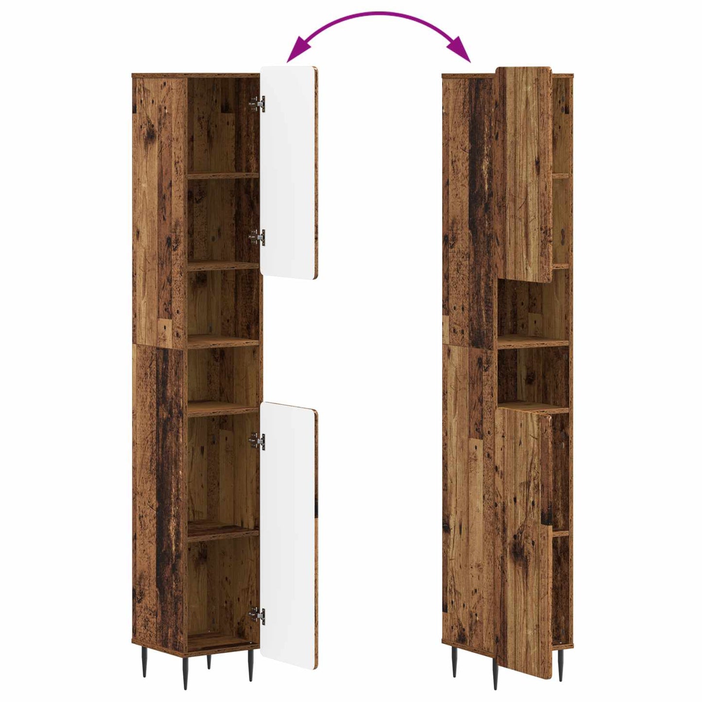 Badkamerkast met Open Plank ZWOLLE Oud hout 30 x 31 x 189,5 cm