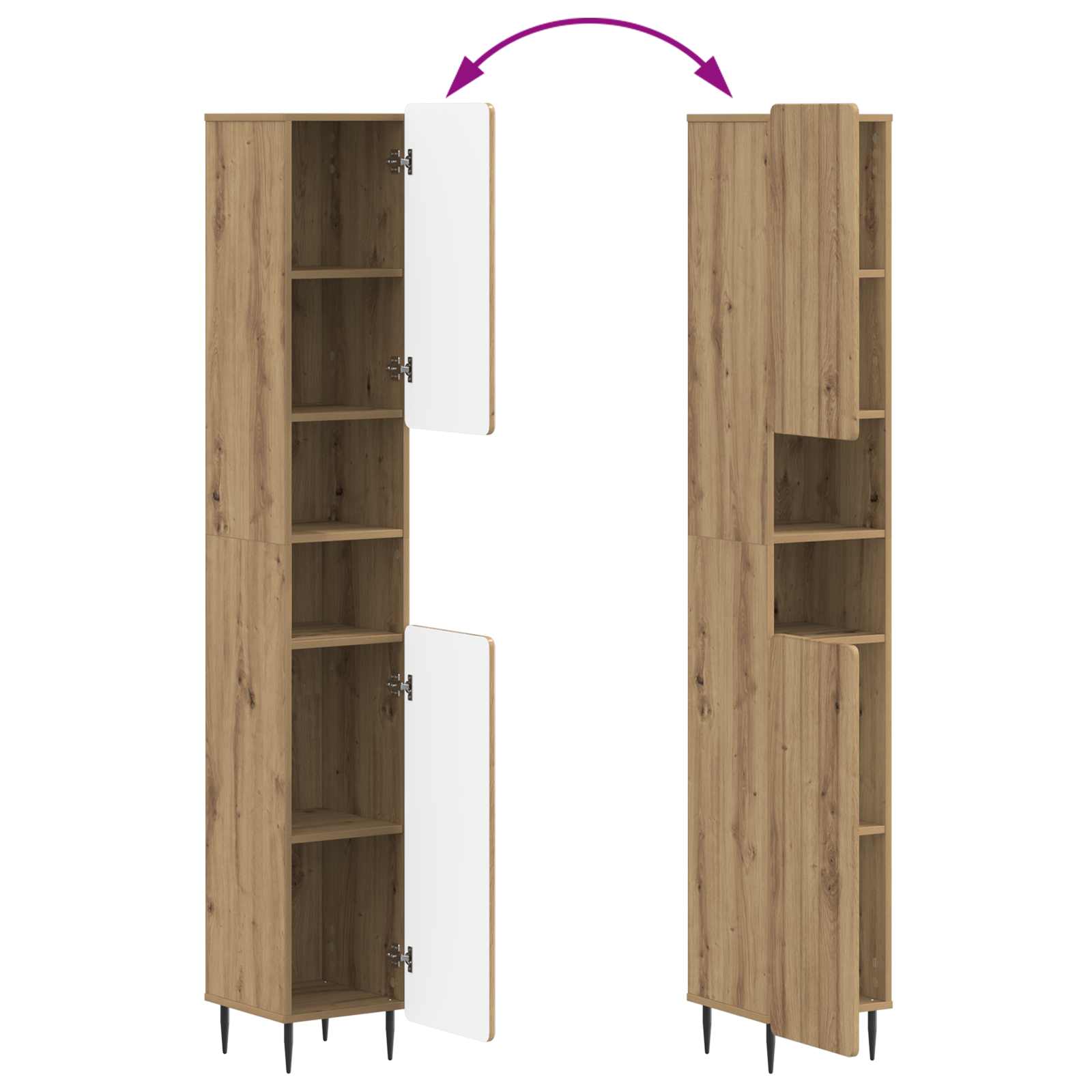 Badkamerkast met Open Plank ZWOLLE Artisanaal eiken