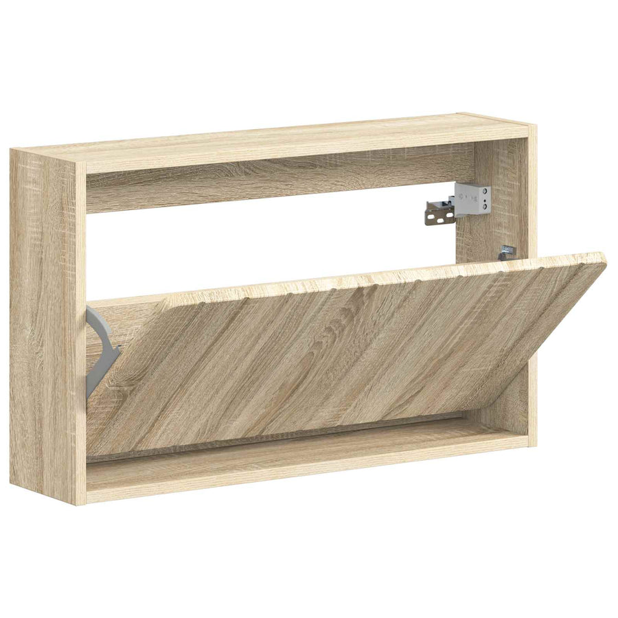 Wandgemonteerde Schoenkast ZWOLLE 71 x 17 x 43 cm Bewerkt hout
