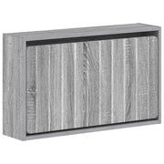 Wand schoenkast 71x17x43 cm bewerkt hout grijs