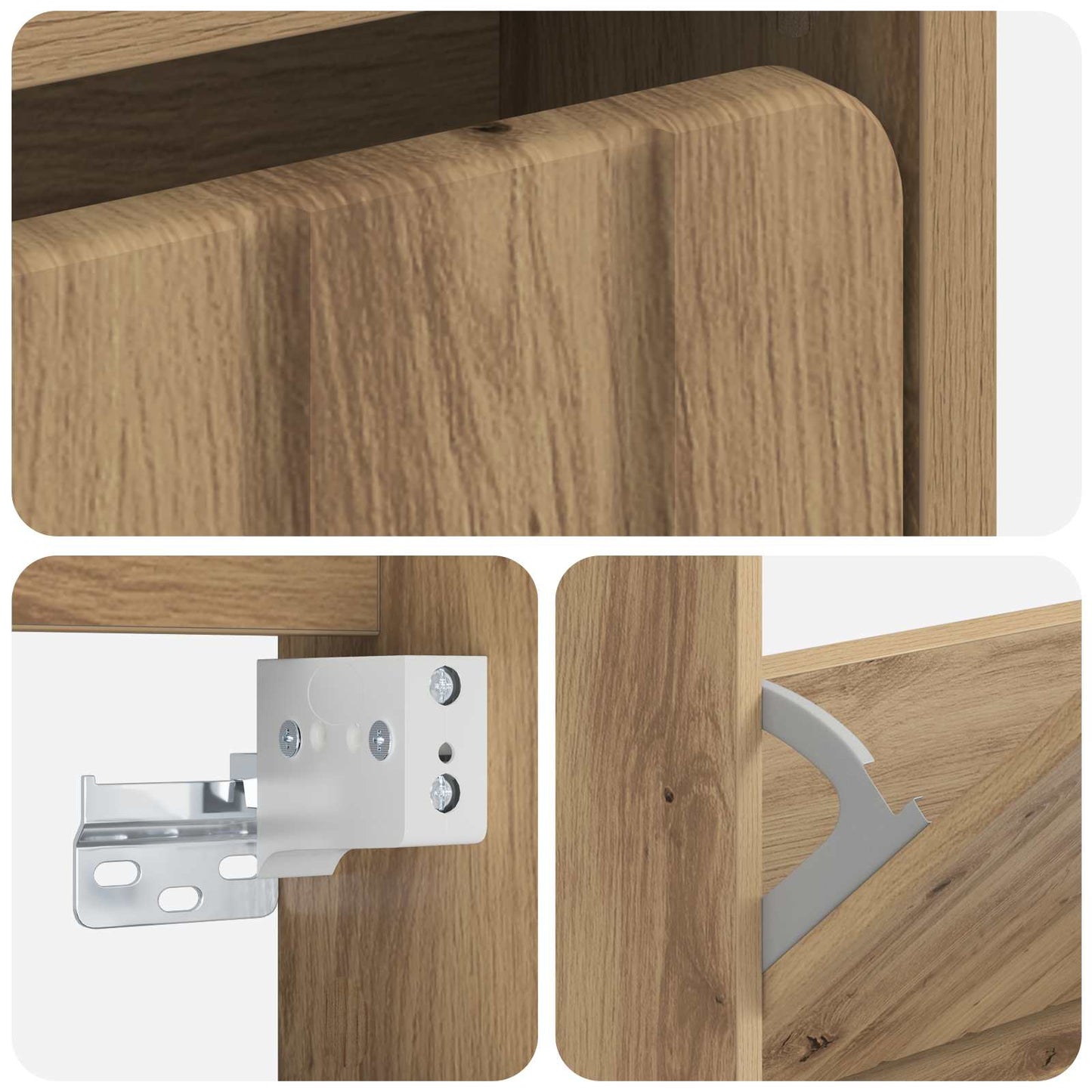 Wandgemonteerde Schoenkast ZWOLLE 71 x 17 x 43 cm Bewerkt hout