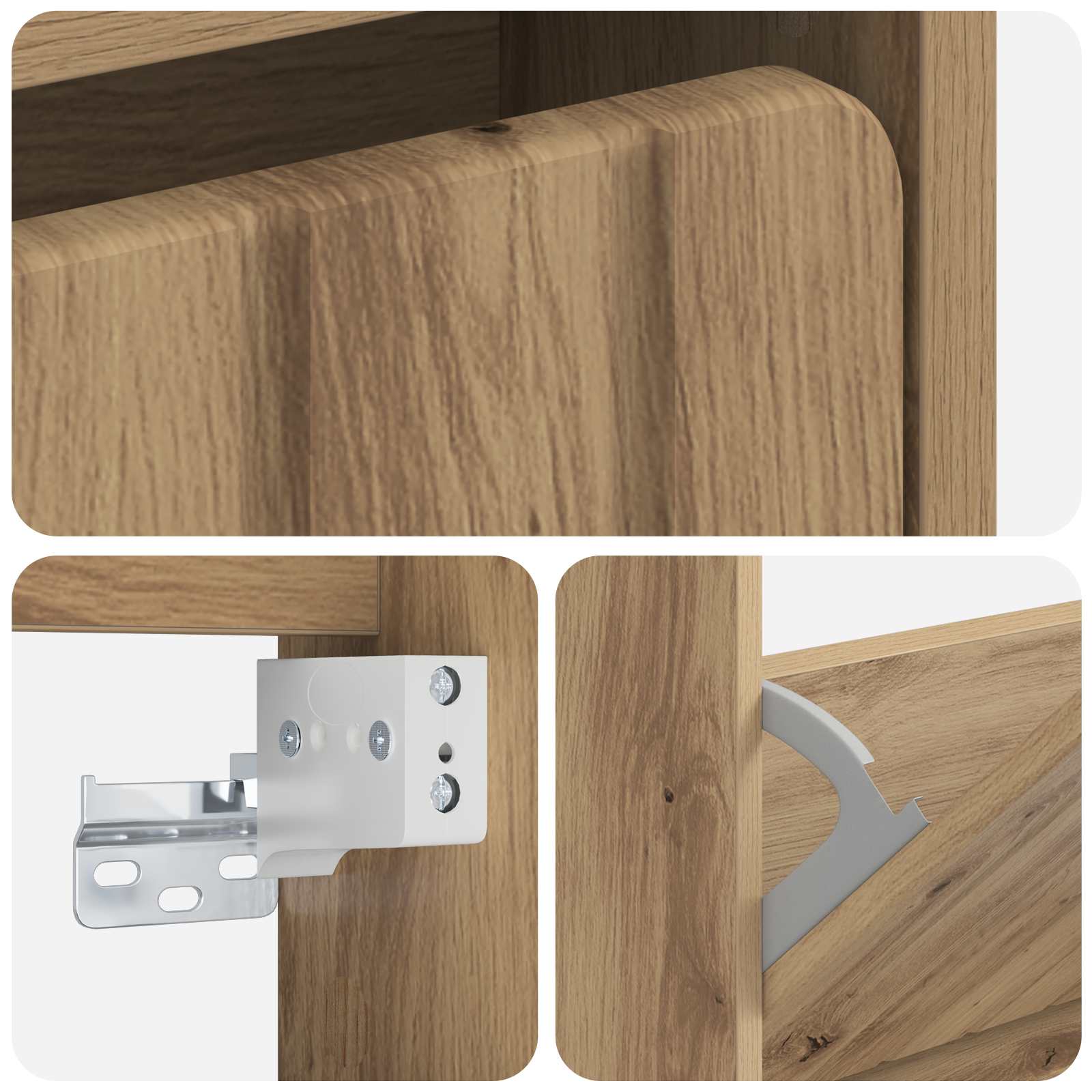 Wandgemonteerde Schoenkast ZWOLLE 71 x 17 x 43 cm Bewerkt hout