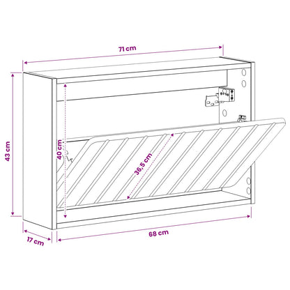 Wandgemonteerde Schoenkast ZWOLLE 71 x 17 x 43 cm Bewerkt hout
