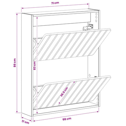Wandgemonteerde Schoenkast ZWOLLE 71 x 17 x 86 cm Bewerkt hout