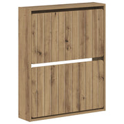 Schoenenkast 71x17x86 cm bewerkt hout artisanaal eiken