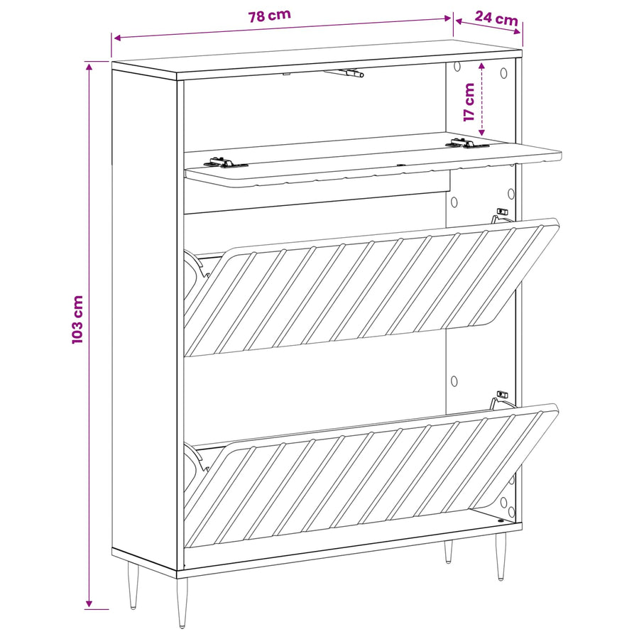 Schoenenkast ZWOLLE 78 x 24 x 103 cm Bewerkt hout Wit