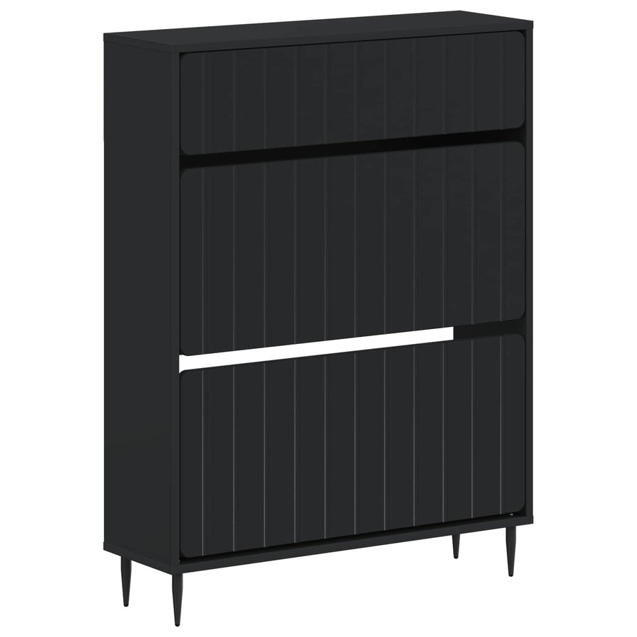 Schoenenkast ZWOLLE 78 x 24 x 103 cm Bewerkt hout Zwart