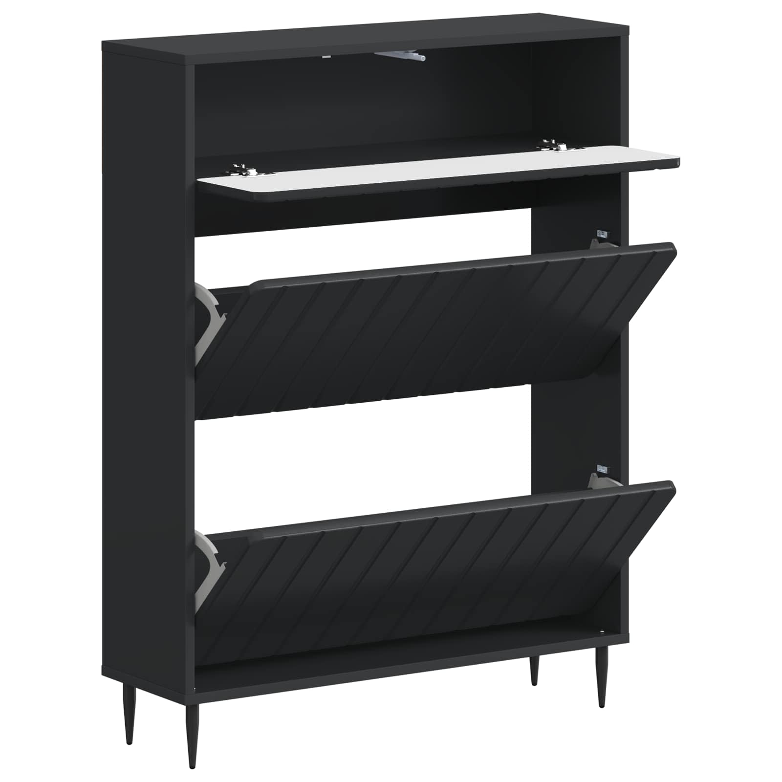 Schoenenkast ZWOLLE 78 x 24 x 103 cm Bewerkt hout Zwart