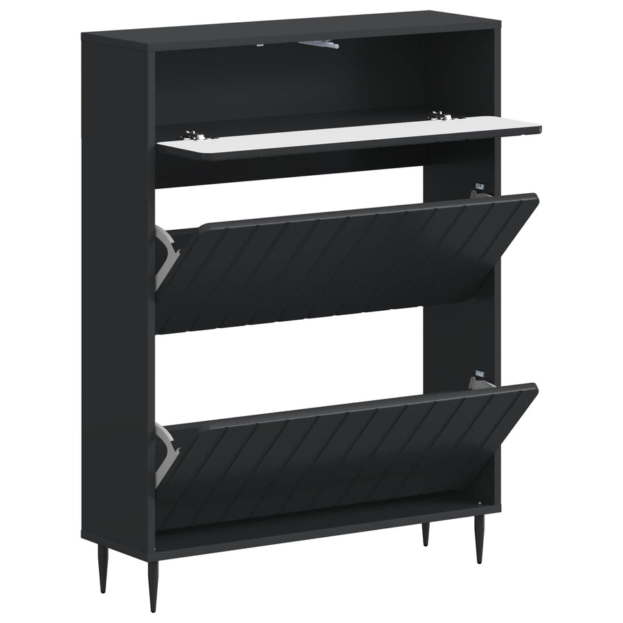 Schoenenkast ZWOLLE 78 x 24 x 103 cm Bewerkt hout Zwart