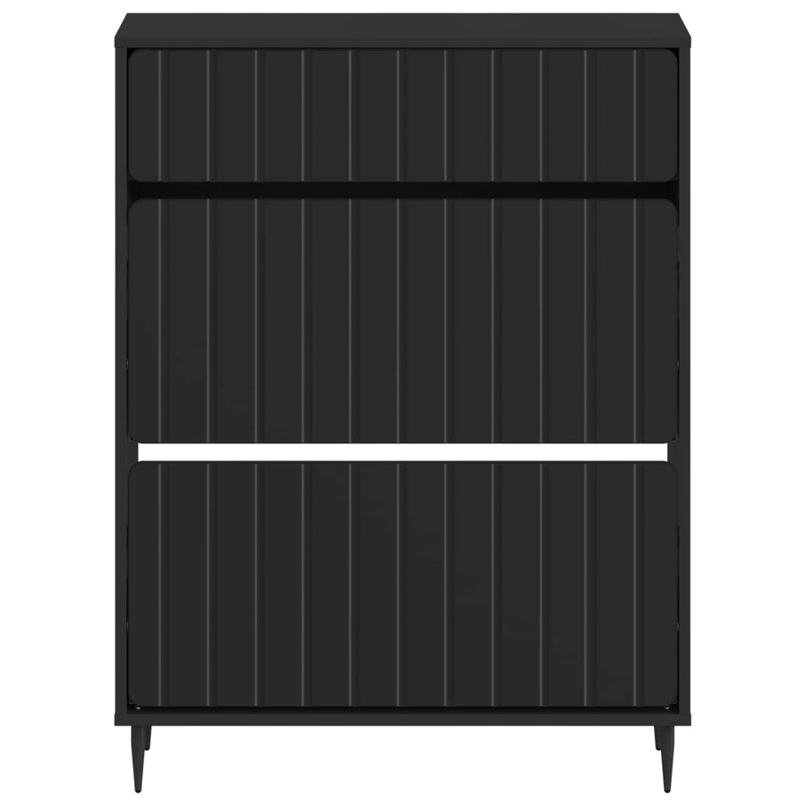 Schoenenkast ZWOLLE 78 x 24 x 103 cm Bewerkt hout Zwart