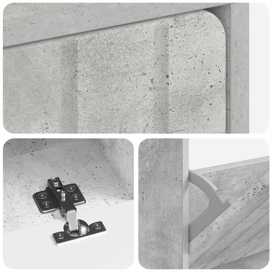 Schoenenkast ZWOLLE 78 x 24 x 103 cm Bewerkt hout Betongrijs
