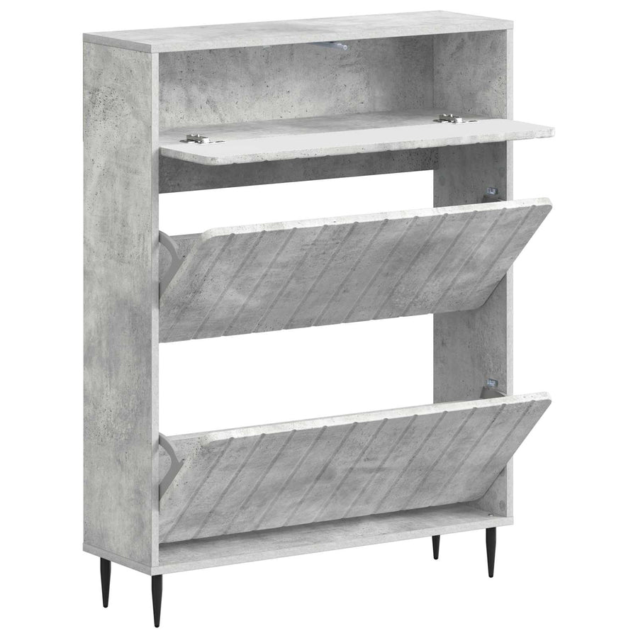 Schoenenkast ZWOLLE 78 x 24 x 103 cm Bewerkt hout Betongrijs