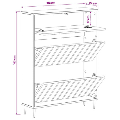 Schoenenkast ZWOLLE 78 x 24 x 103 cm Bewerkt hout Betongrijs