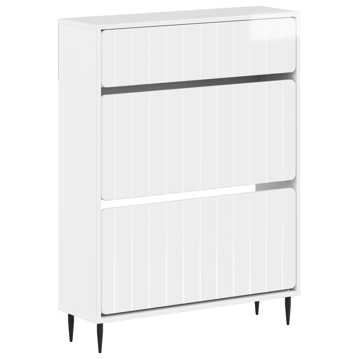 Schoenenkast ZWOLLE 78 x 24 x 103 cm Bewerkt hout Hoogglans Wit
