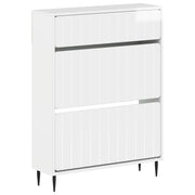 Schoenenkast ZWOLLE 78x24x103 cm bewerkt hout hoogglans wit