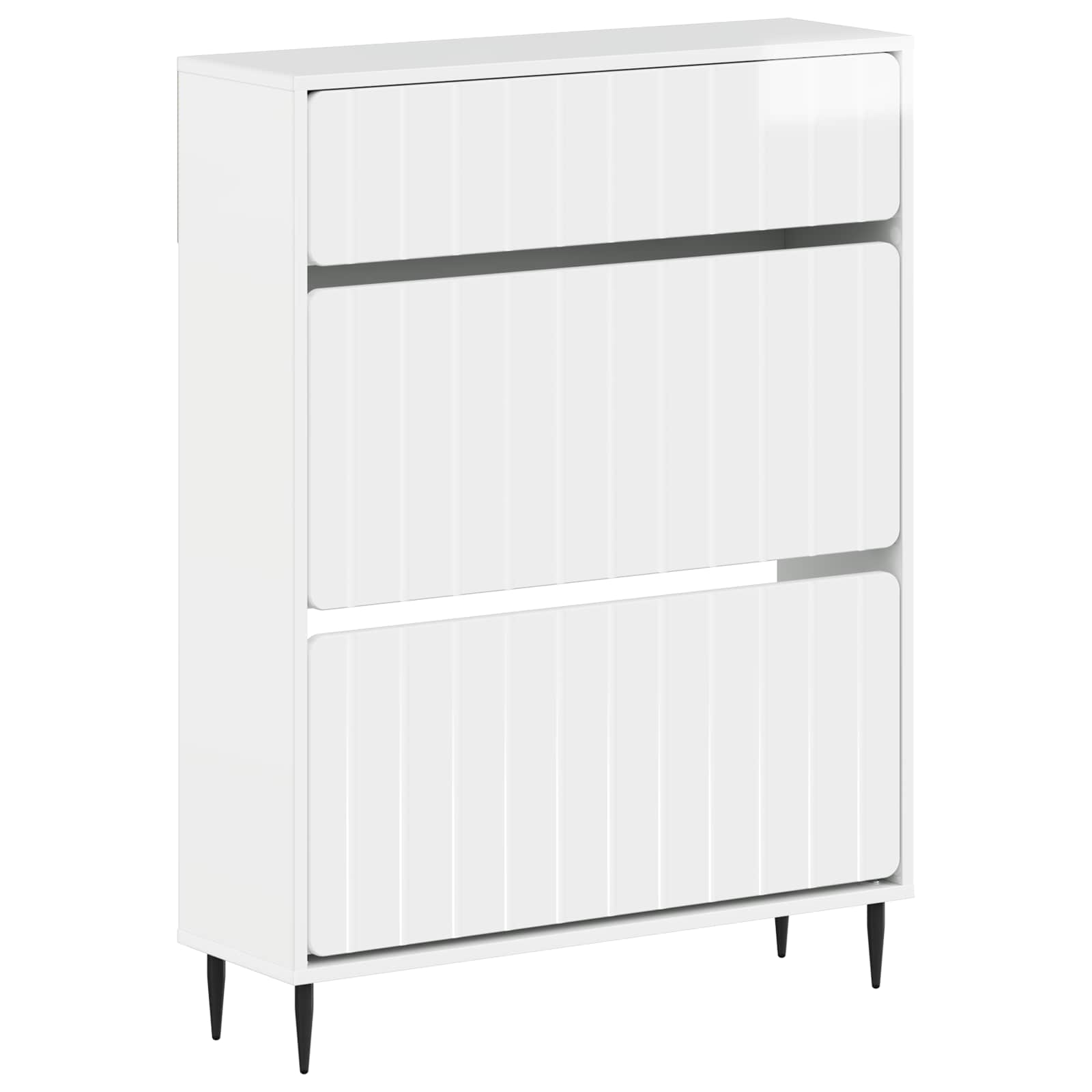 Schoenenkast ZWOLLE 78 x 24 x 103 cm Bewerkt hout Hoogglans Wit
