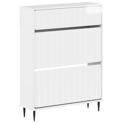 Schoenenkast ZWOLLE 78 x 24 x 103 cm Bewerkt hout Hoogglans Wit