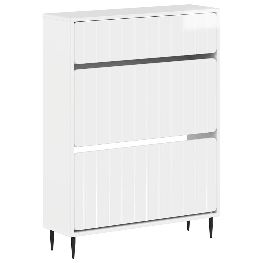 Schoenenkast ZWOLLE 78 x 24 x 103 cm Bewerkt hout Hoogglans Wit