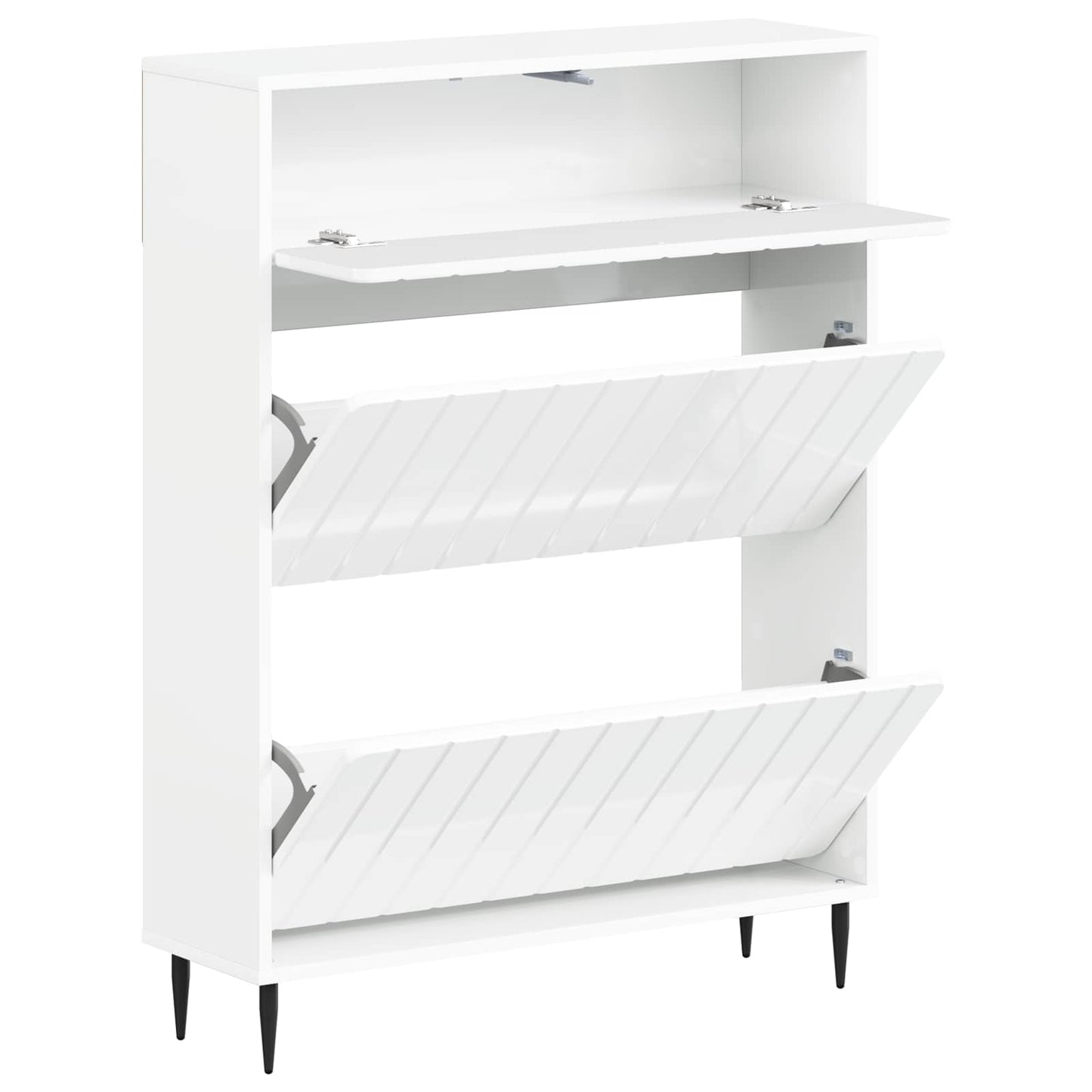 Schoenenkast ZWOLLE 78 x 24 x 103 cm Bewerkt hout Hoogglans Wit