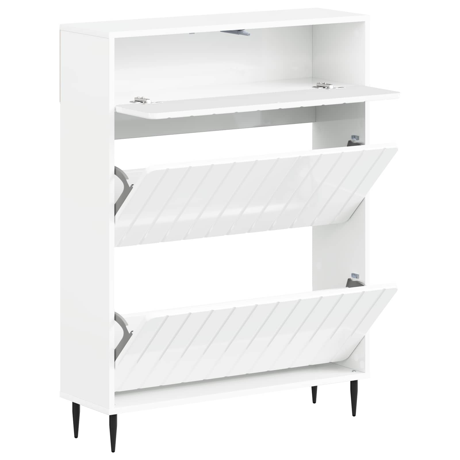 Schoenenkast ZWOLLE 78 x 24 x 103 cm Bewerkt hout Hoogglans Wit