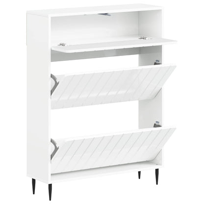 Schoenenkast ZWOLLE 78 x 24 x 103 cm Bewerkt hout Hoogglans Wit