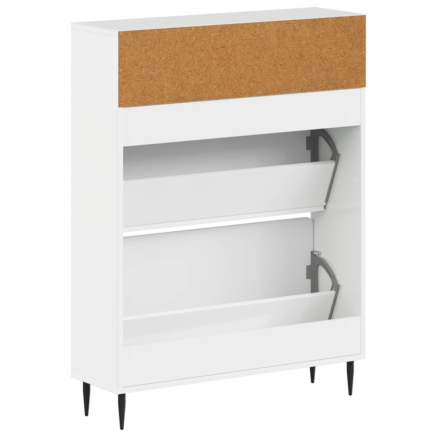 Schoenenkast ZWOLLE 78 x 24 x 103 cm Bewerkt hout Hoogglans Wit