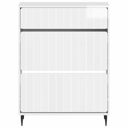 Schoenenkast ZWOLLE 78 x 24 x 103 cm Bewerkt hout Hoogglans Wit