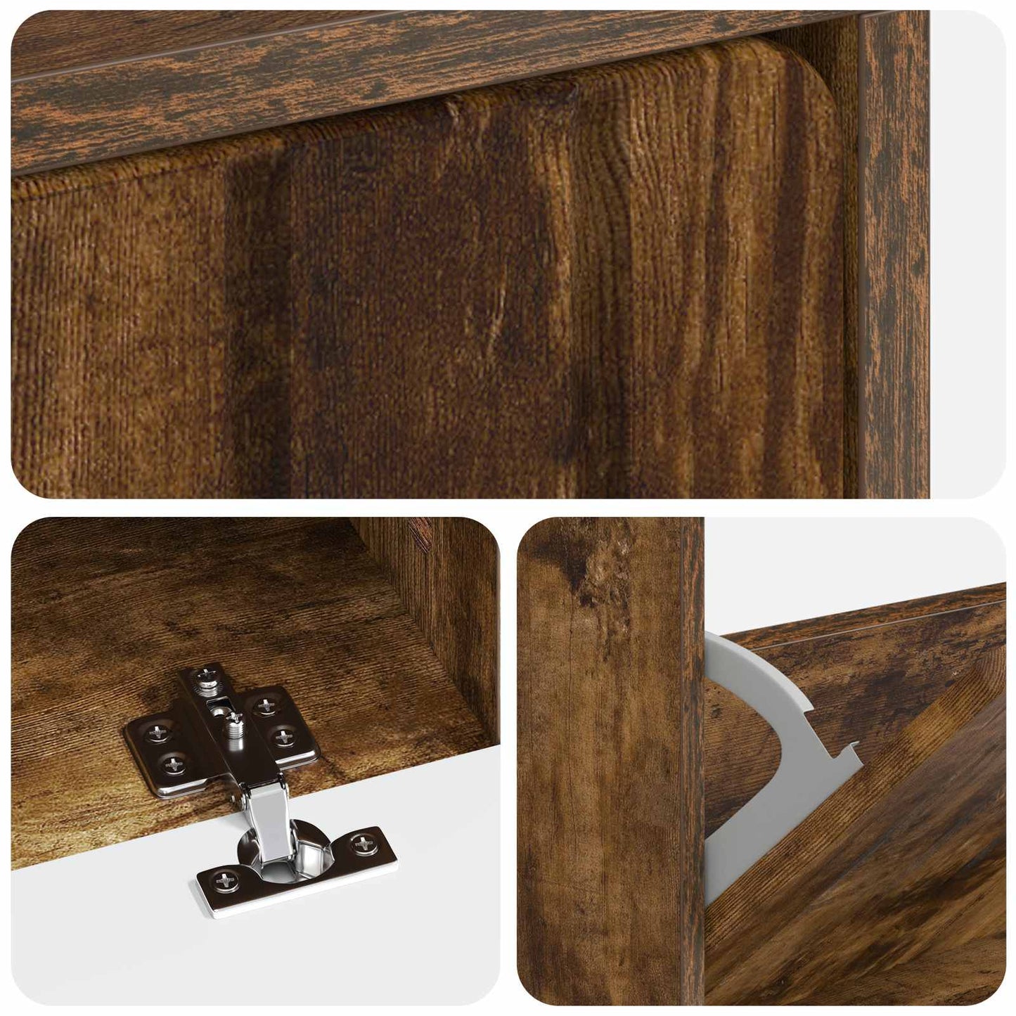 Schoenenkast ZWOLLE 78 x 24 x 103 cm Bewerkt hout Gerookt eiken