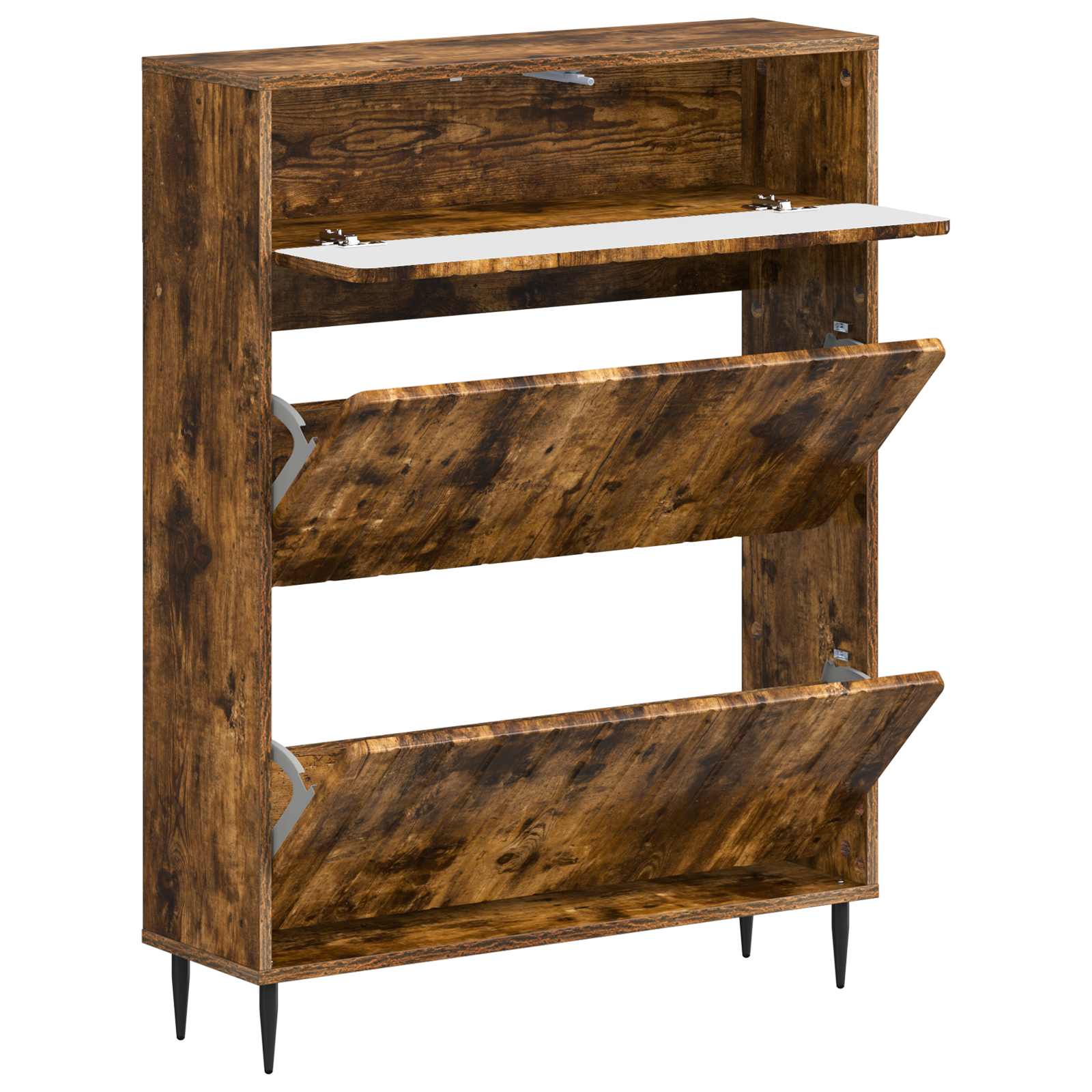 Schoenenkast ZWOLLE 78 x 24 x 103 cm Bewerkt hout Gerookt eiken