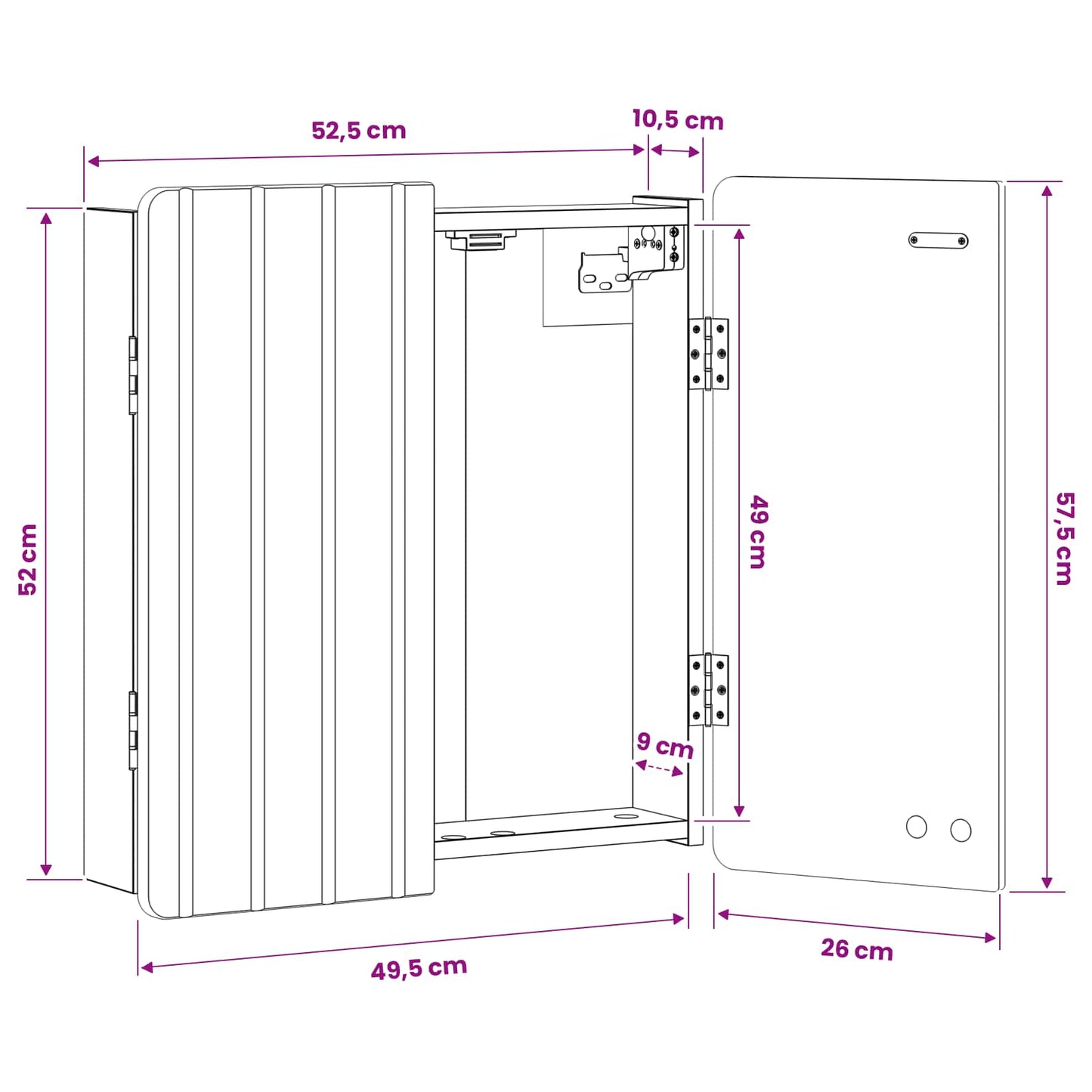 Dartbord Kabinet ZWOLLE Gerookt eiken 52,5 x 10,5 x 57,5 cm
